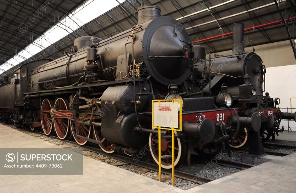 Steam locomotive model GR. 746 F.S. Made in Breda. National Museum of Science and Technology Leonardo Da Vinci. Milan. Italy.