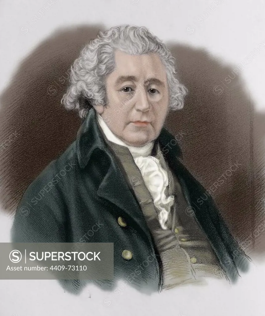 Matthew Boulton (1728-1809). English manufacturer. Engraving by John W. Hall after a portrait by Sir W. Beechy. 19th century. Colored.