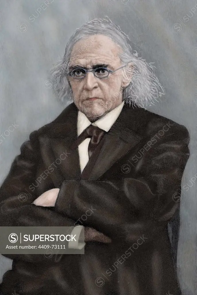 Theodor Mommsen (1817-1903). German jurist and historian. Nobel Prize in Literature in 1902. Engraving, early 20th century. Colored.