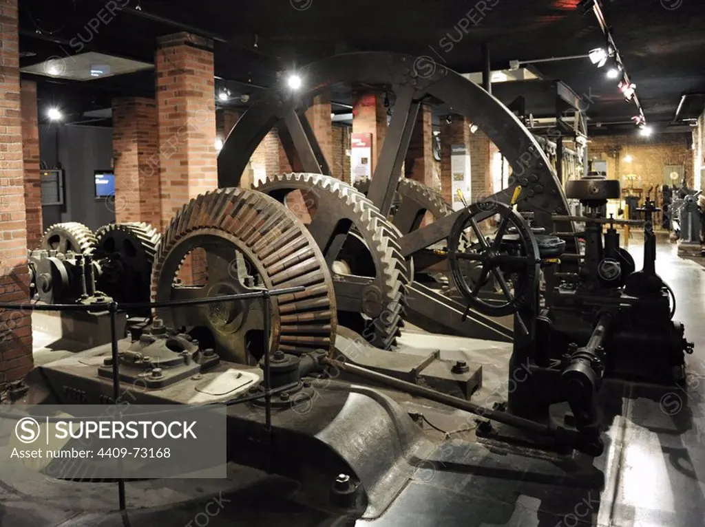 Transmission group of the rollin mill Falk, made in 1867 in the Ferriera Vobarnese and placed in the new Vobarno factory (Bs), Italy, where started its working cycle the year after. It was used till 1956. National Museum of Science and Technology Leonardo da Vinci. Milan. Italy.
