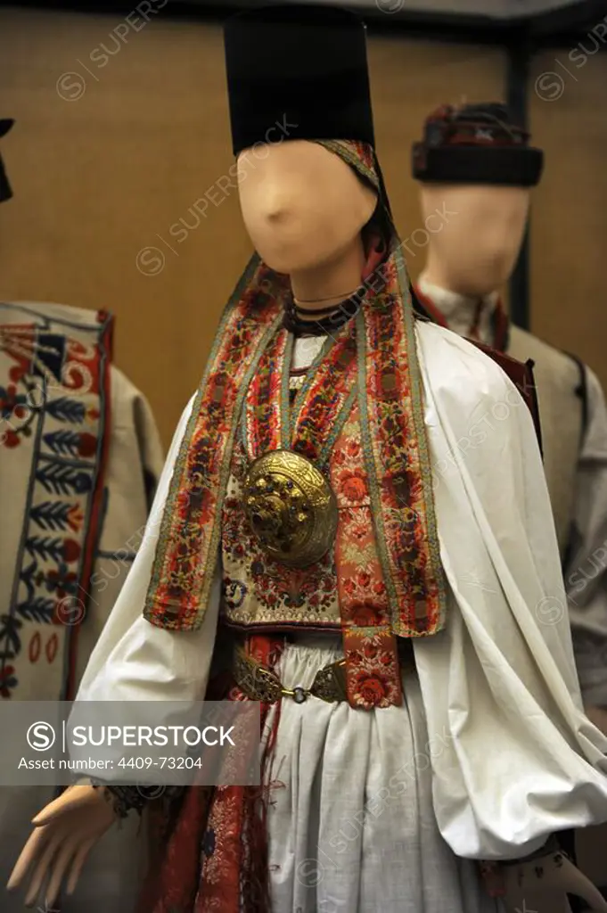 Traditional dress of a saxon girl. 1892. From Transylvania (Romania). Szelindek, Szeben county. Ethnographic Museum. Budapest. Hungary.