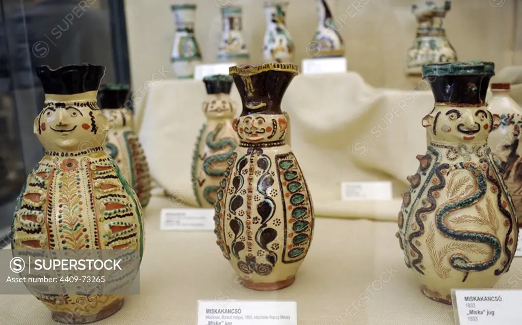 Miska jug. From left to right: 1828, 1855 and 1833. Mezocsat, Borsod county. Ethnographic Museum. Budapest. Hungary.