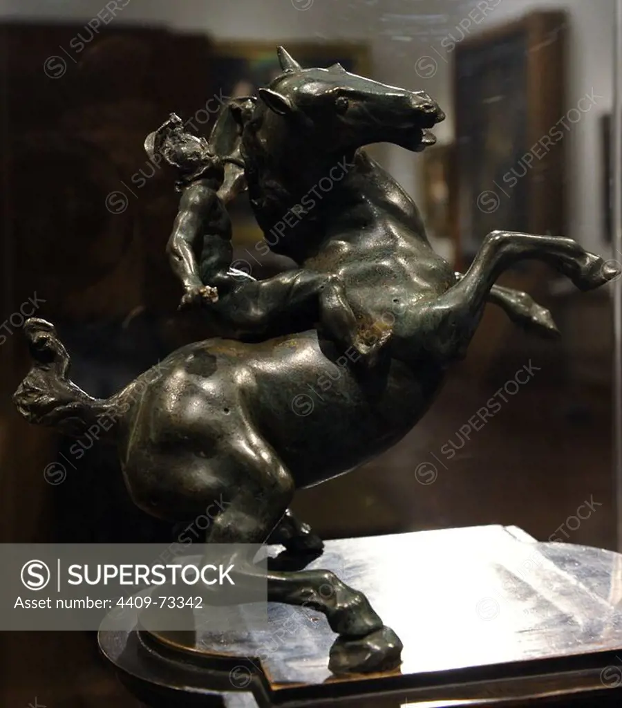 The Rearing Horse and Mounted Warrior. 16th century. Bronze. Attributed to Leonardo da Vinci (1452-1519). Italian Renaissance polymath. Museum of Fine Arts. Budapest. Hungary.