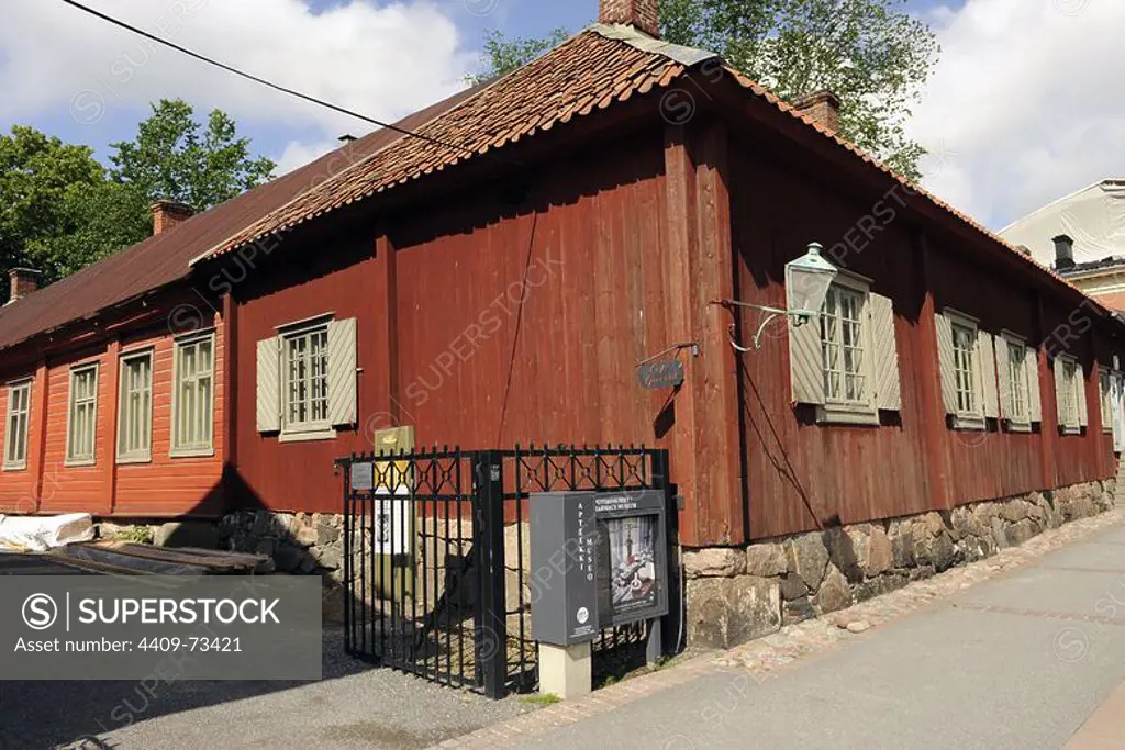 Finland. Turku. Pharmacy Museum and the Qwensel house, built in the 1700s in an area reserved for the nobility. A pharmacy from the 19th century has been furnished in the shop wing of the building.