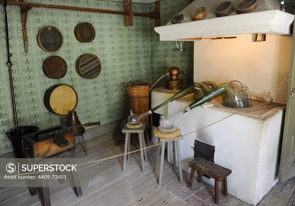 Old Pharmacy laboratoy. Inside. Instrumentals. 1772-1809. Pharmacy Museum. Turku. Finland.