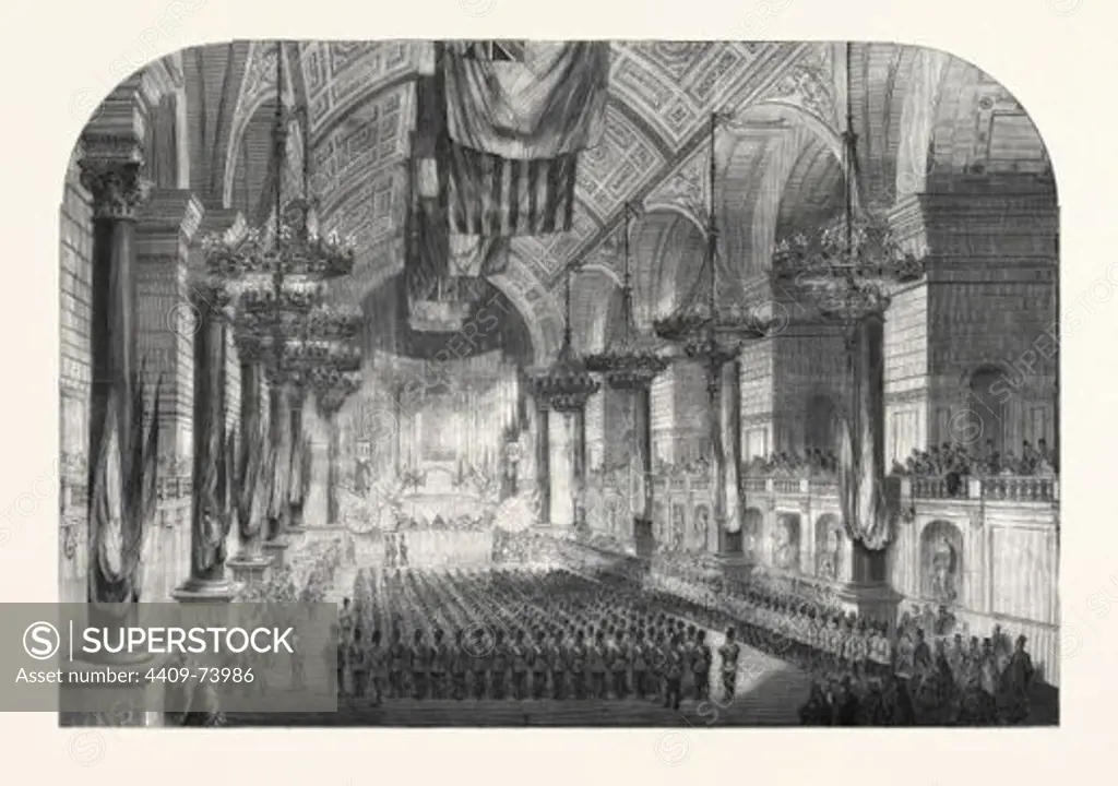 SWEARING-IN OF THE 1ST LANCASHIRE ENGINEER VOLUNTEERS IN ST. GEORGE'S HALL, LIVERPOOL.