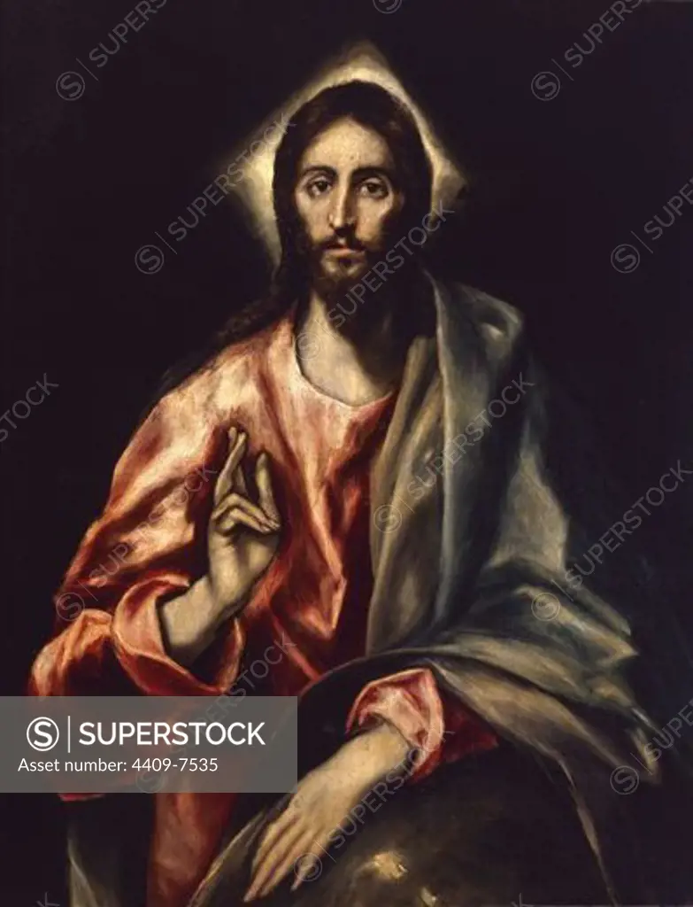 Christ Blessing - 1610/14 - oil on canvas - 97x77. Author: EL GRECO. Location: CASA MUSEO DEL GRECO-COLECCION, TOLEDO, SPAIN. Also known as: EL SALVADOR O EL REDENTOR.