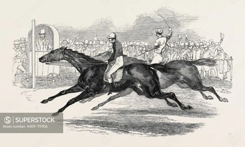 MR. DAY'S "THE UGLY BUCK," AND LORD GEORGE BENTINCK'S "THE DEVIL TO PAY", RACE FOR 200 GUINEAS, AT NEWMARKET.