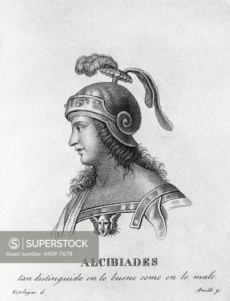 Portrait of Alcibiades (450-404 AC), Athenian statesman and general.. Madrid, National library. Author: ESPLUGAS P. Location: BIBLIOTECA NACIONAL-COLECCION. MADRID. SPAIN.