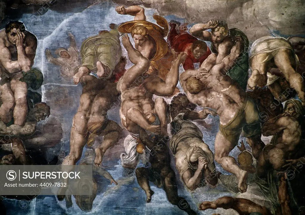 EL JUICIO FINAL - DETALLE ANTES DE LA RESTAURACION. Author: Michelangelo. Location: MUSEOS VATICANOS-CAPILLA SIXTINA. VATICANO.
