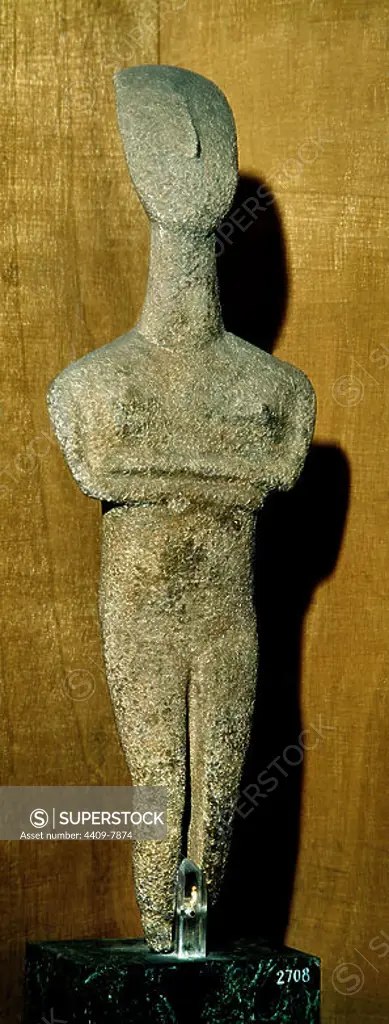 IDOLO CICLADICO DE PAROS - 2700-2300 a.C. Location: MUSEO ARQUEOLOGICO-ESCULTURA. ATHENS.