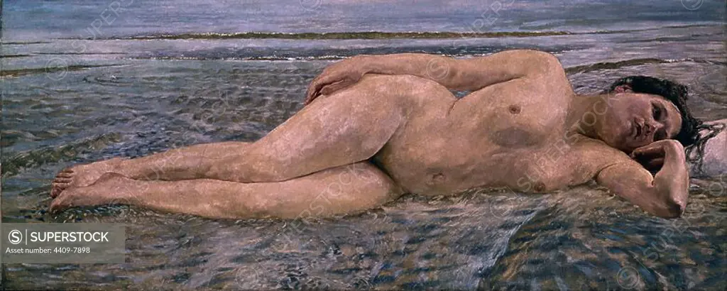 'On the Beach', 1890, Oil on canvas, 76 x 182 cm. Author: MAX KLINGER.