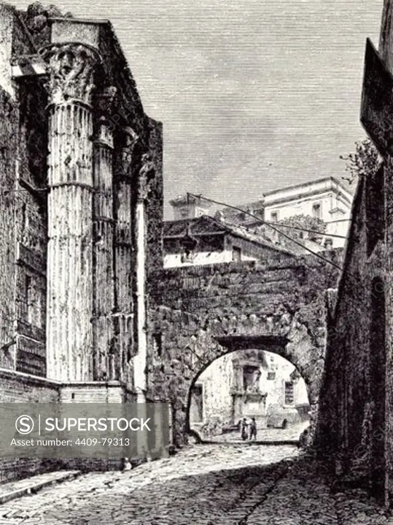 Rome Italy 1875, TEMPLE OF NERVA, PANTANI POSTERN.