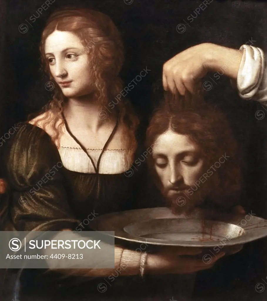 SALOME WITH THE HEAD OF JOHN THE BAPTIST. Author: BERNARDINO LUINI. Location: LOUVRE MUSEUM-PAINTINGS. France.