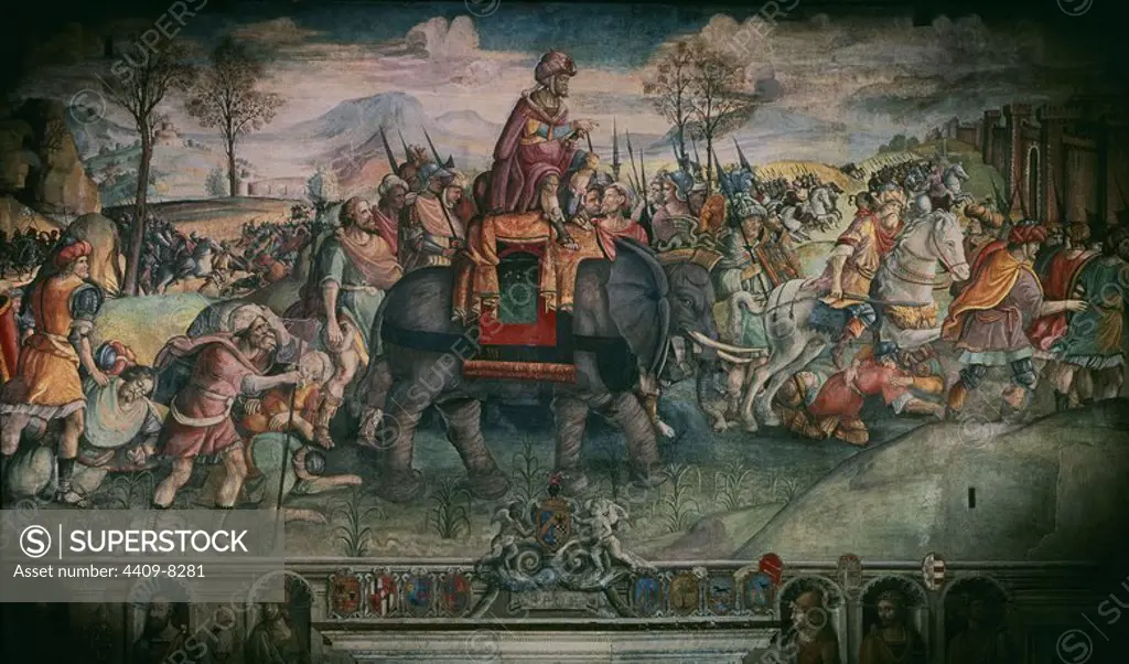 Hannibal Crossing the Alps - 16th century. Author: JACOPO RIPANDA. Location: GALERIA NACIONAL DE ARTE ANTIGUO-PALACIO BARBERINI. Rome. ITALIA. ANIBAL. ANIBAL BARCA.
