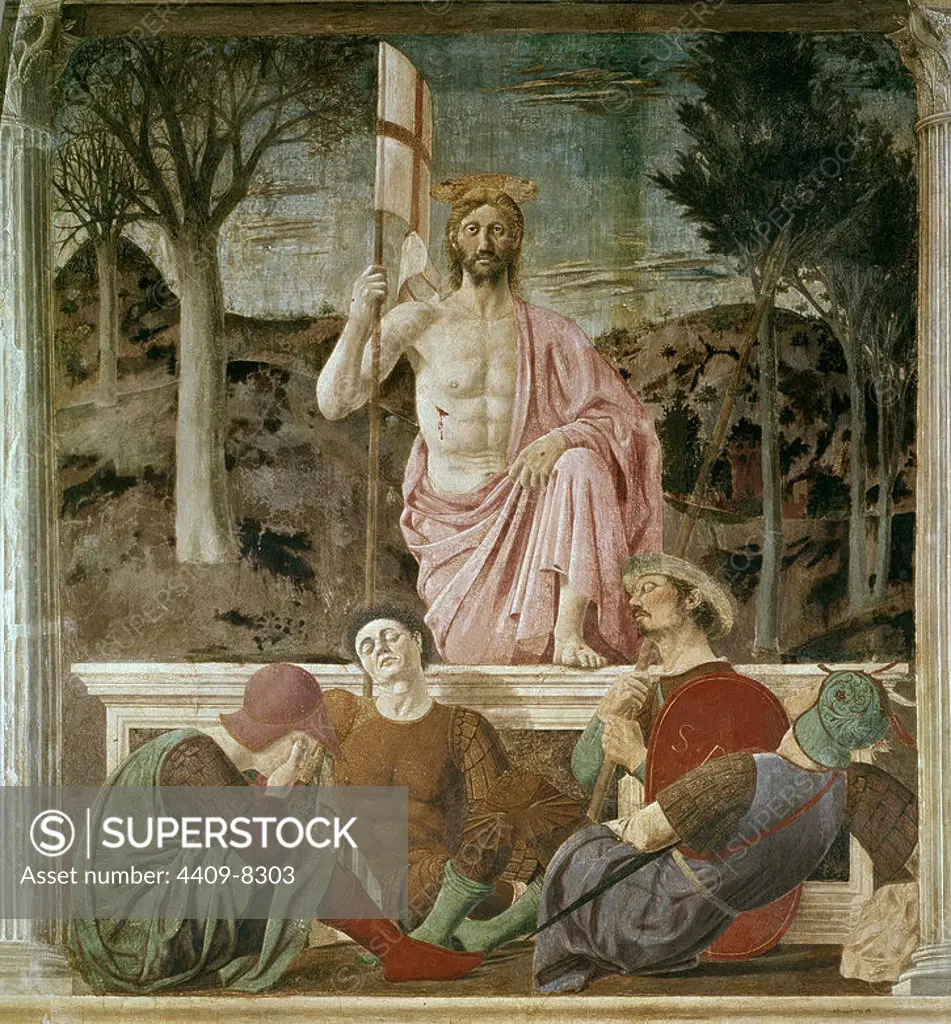 The Resurrection - 1463 - fresco. Author: PIERO DELLA FRANCESCA. Location: MUSEO CIVICO. Florenz. ITALIA.