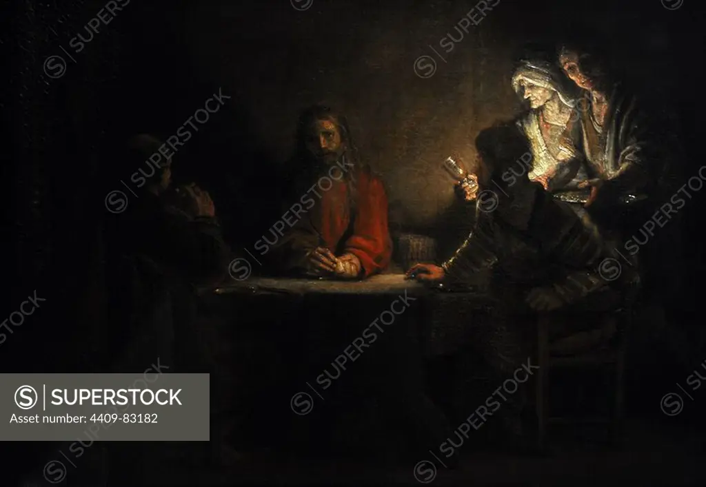 Rembrandt van Rijn (1606-1669). Dutch painter. Supper at Emmaus, 1648. Detail. National Museum of Denmark. Copenhagen. Denmark.