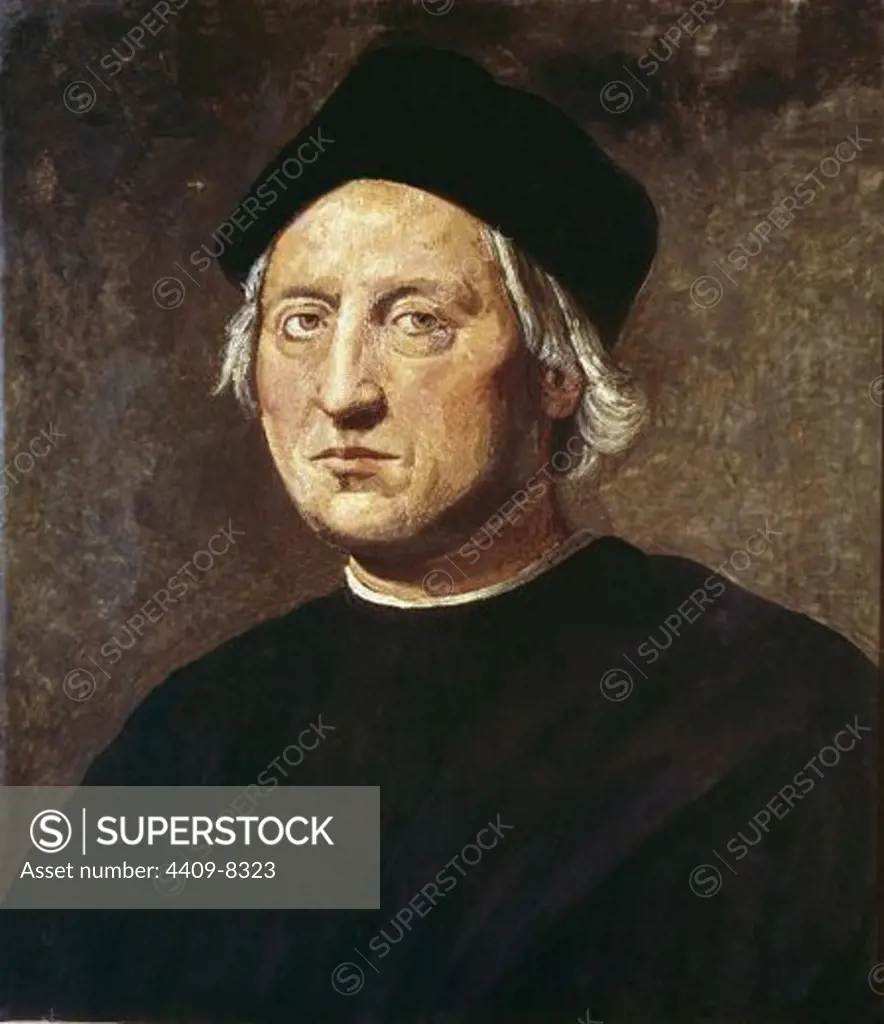 RETRATO DE CRISTOBAL COLON (1451/1506) - SIGLO XV. Author: GHIRLANDAIO, DOMENICO. Location: MUSEO DEL MARE, GENOVA.
