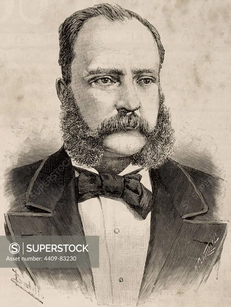 Martin Barrundia (d.1890). Guatemalan general and politician. Engraving of The Spanish and American Illustration, 1890.