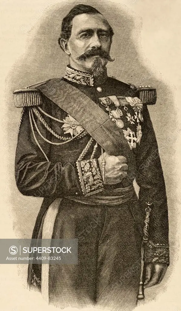 Charles Denis Bourbaki (1816-1897). French military. Recorded in Our Century, 1883.
