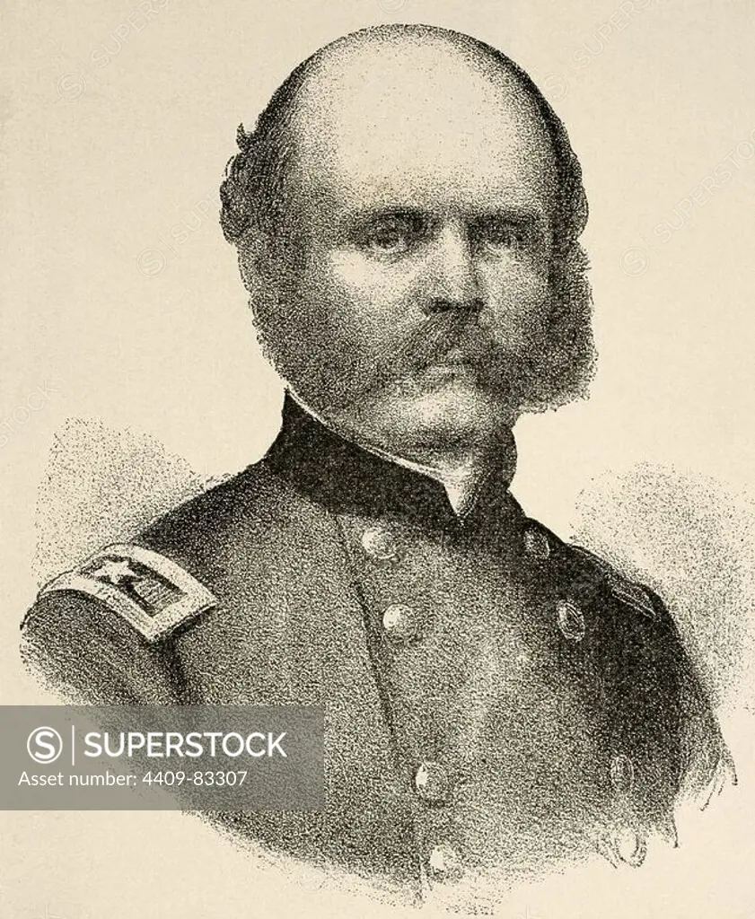 Ambrose Everett Burnside (1824-1881). American Military. Engraving in The Universal History, 1885.