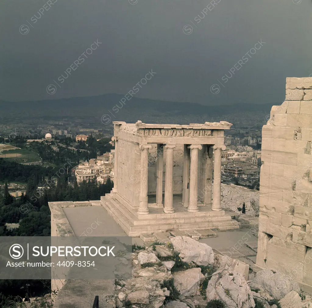 Temple of Athena Nike in Athens. 5th century B.C. Location: ACROPOLIS. GREECE.