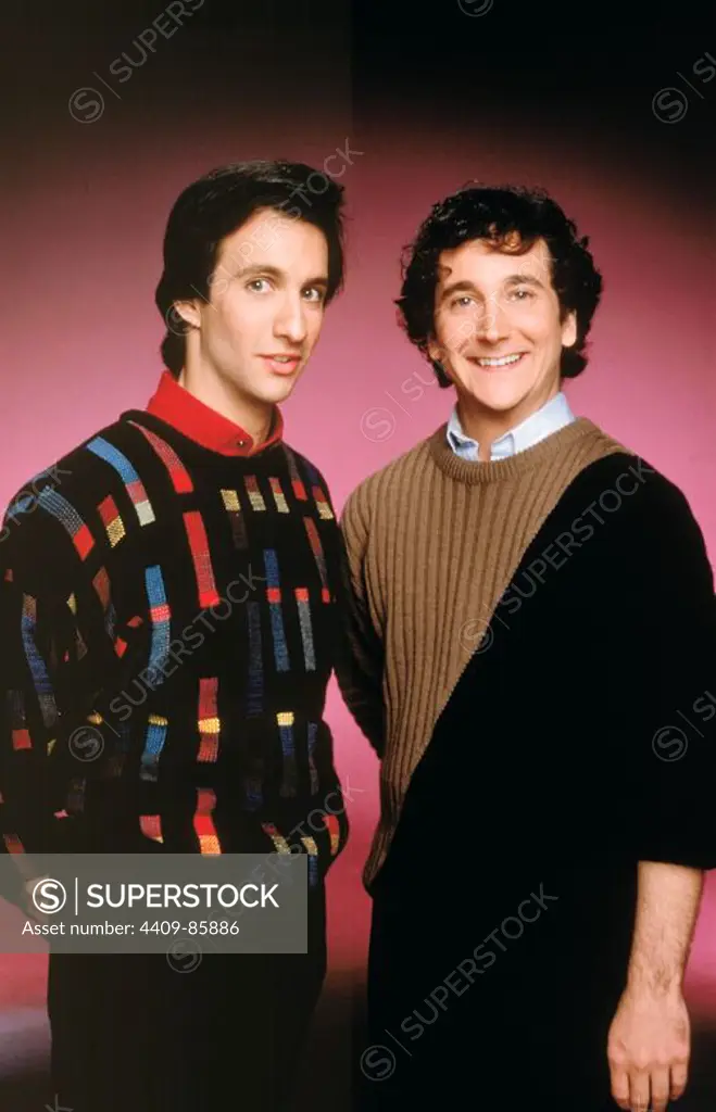 BRONSON PINCHOT and MARK LINN-BAKER in PERFECT STRANGERS (1986), directed by DALE MC RAVEN.