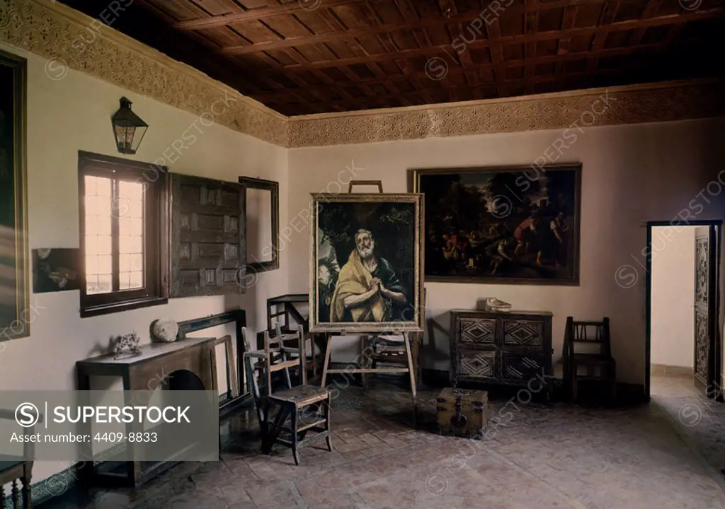 Workshop in the House-museum of El Greco in Toledo. Location: CASA MUSEO DEL GRECO-INTERIOR. Toledo. SPAIN.