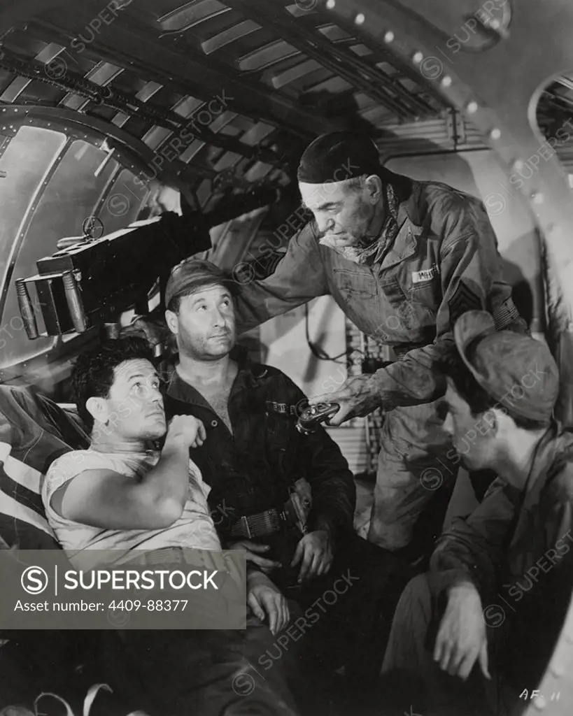 JOHN GARFIELD and GEORGE TOBIAS in AIR FORCE (1943), directed by HOWARD HAWKS.