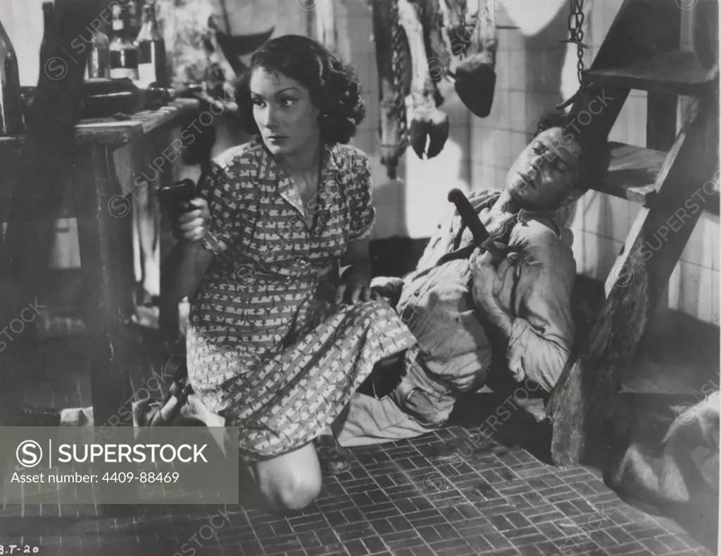 RAF VALLONE and DORIS DOWLING in BITTER RICE (1949) -Original title: RISO AMARO-, directed by GIUSEPPE DE SANTIS.