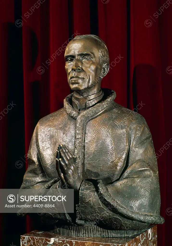 Bust of pope Pius XII (Pio XII) (1939-1958), pope from 1963 to 1978. Madrid, Nunciatura. Location: NUNCIATURA. MADRID. SPAIN. PIO XII PAPA. PAPA PIO XII.