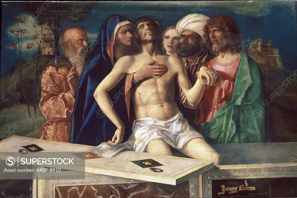 EL SANTO ENTIERRO. Author: GIOVANI BELLINI (1430-1516). Location: CATEDRAL-INTERIOR. Toledo. SPAIN. JESUS. JOSEPH OF ARIMATHEA. VIRGIN MARY. NICODEMO. SAN JUAN EVANGELISTA Y APOSTOL.