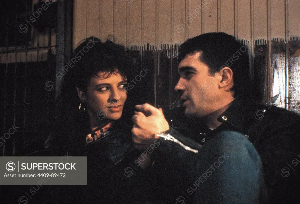 EMMA SUAREZ and ANTONIO BANDERAS in THE WHITE DOVE (1989) -Original title: LA BLANCA PALOMA-, directed by JUAN MIÑON.