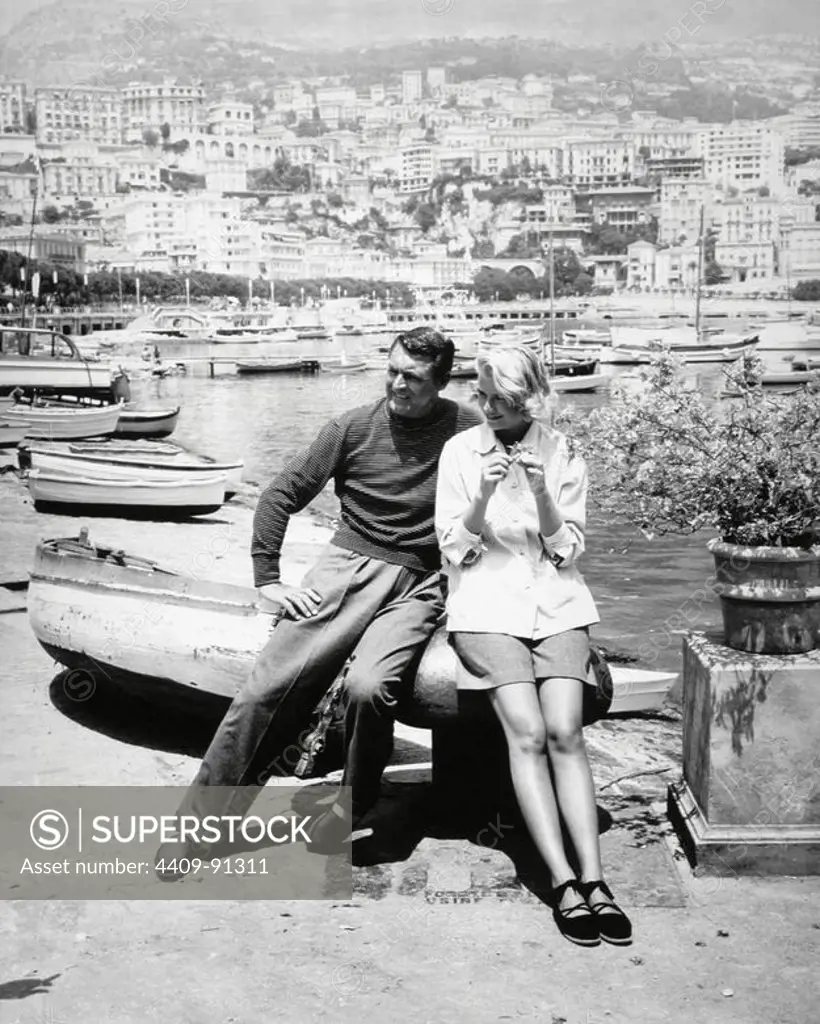 CARY GRANT and PRINCE RAINIER in TO CATCH A THIEF (1955), directed by ALFRED HITCHCOCK. Puerto de Monaco.