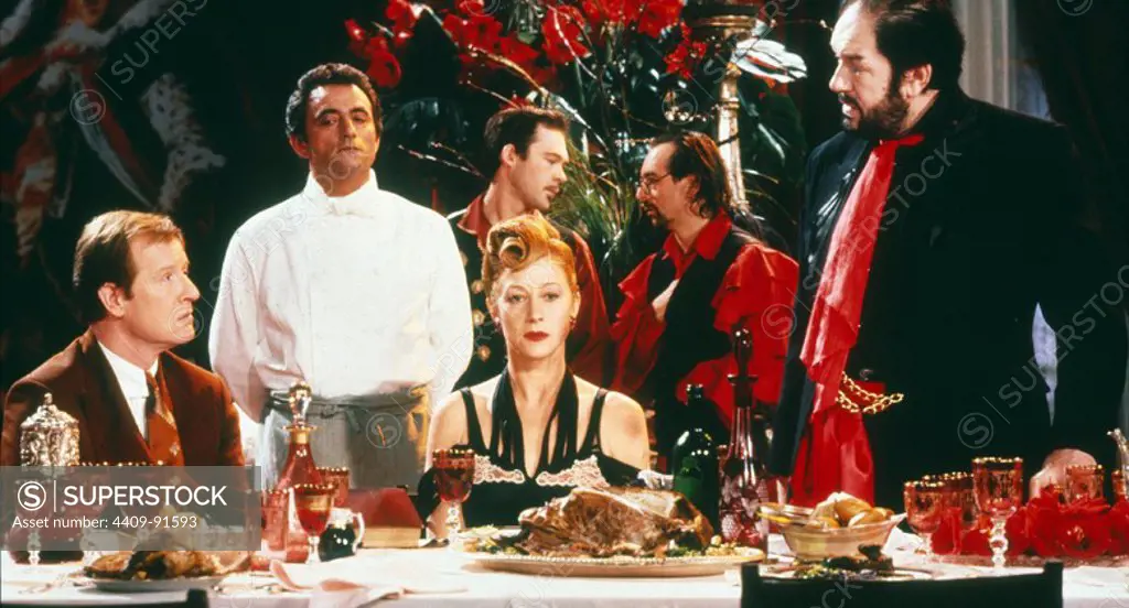 MICHAEL GAMBON, HELEN MIRREN and RICHARD BOHRINGER in COOK, THE THIEF, HIS WIFE AND HER LOVER, THE (1989), directed by PETER GREENAWAY.