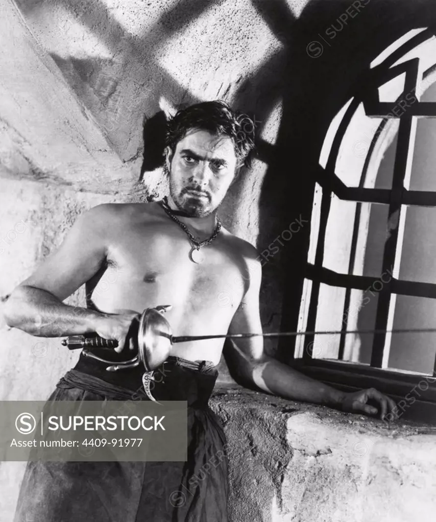 TYRONE POWER in THE BLACK SWAN (1942), directed by HENRY KING.