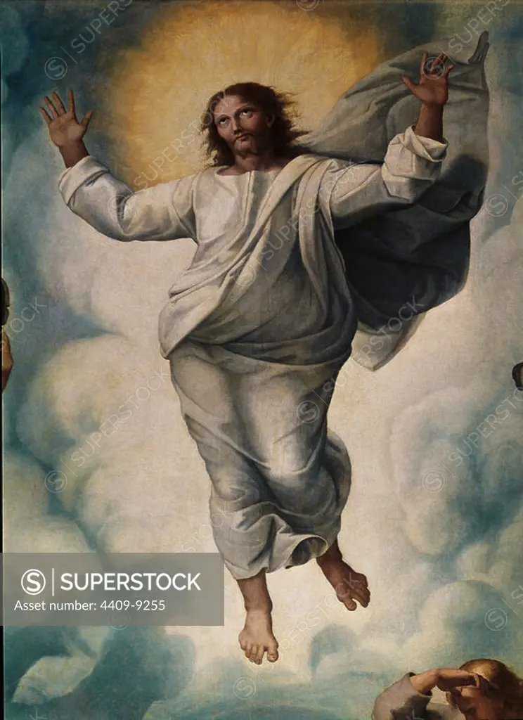 Transfiguration of the Lord (reproduction by Penni), detail from the central superior part. Madrid, Prado museum. Author: GIANFRANCESCO PENNI. Location: MUSEO DEL PRADO-PINTURA. MADRID. SPAIN. JESUS.