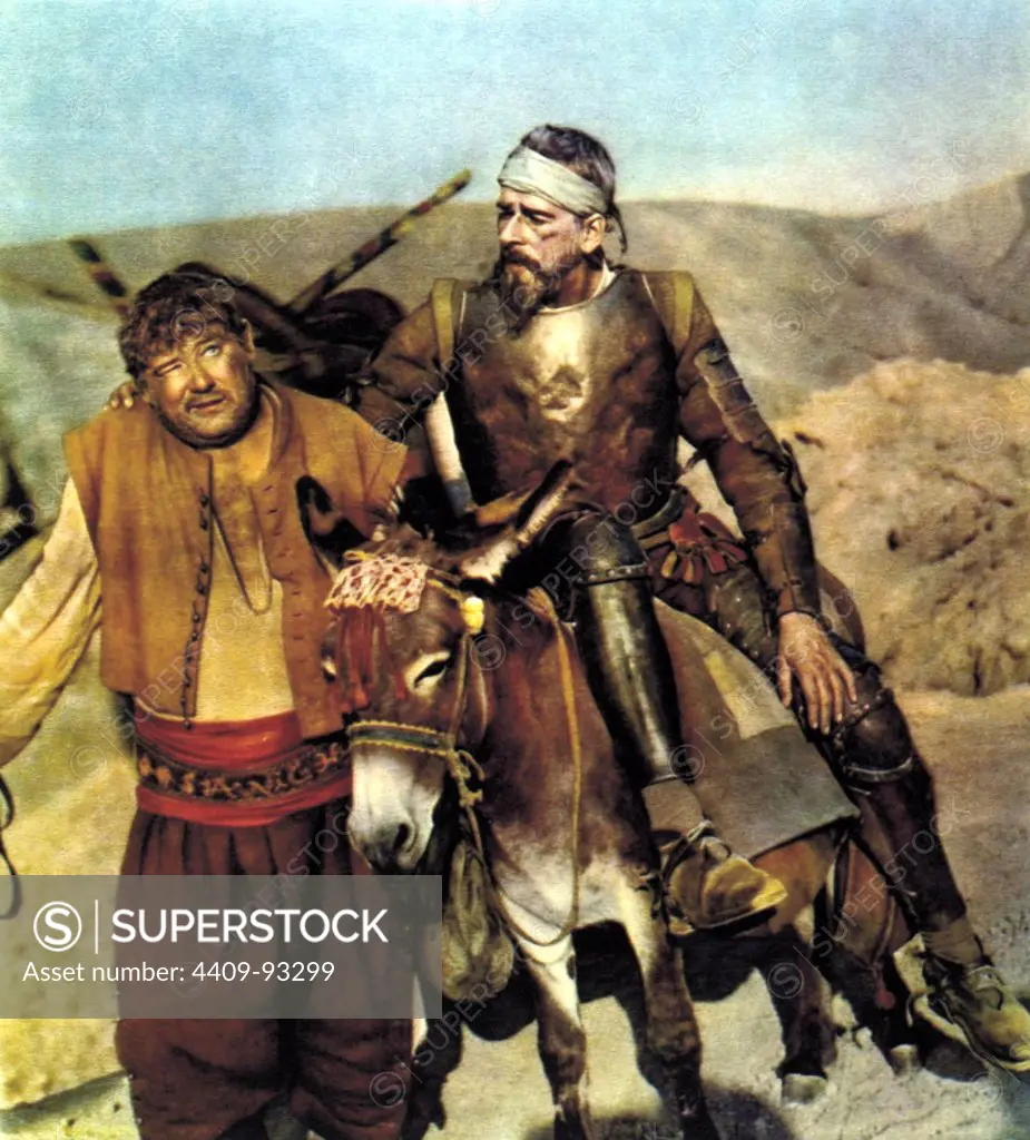 NIKOLAI CHERKASOV and YURI TOLUBEYEV in DON QUIXOTE (1957) -Original title: DON KIKHOT-, directed by GRIGORI KOZINTSEV.