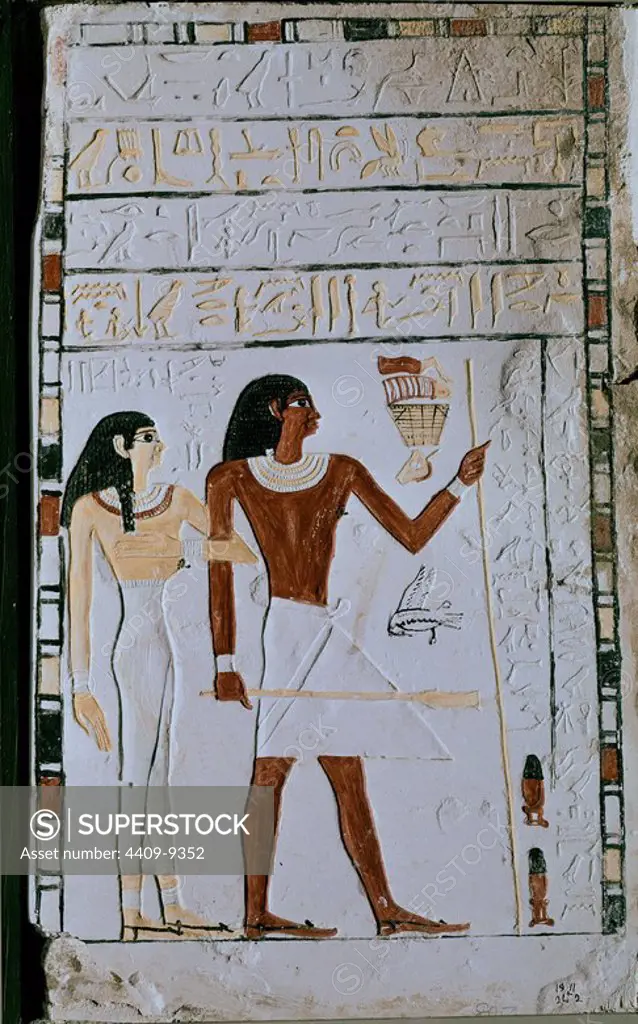 ESTELA DE SHED-ITEF. ANTIGUO IMPERIO VI DINASTIA. PIEDRA CALCAREA POLICROMADA. PROCEDE DE MESHEIKH. Location: EGYPTIAN MUSEUM. KAIRO.