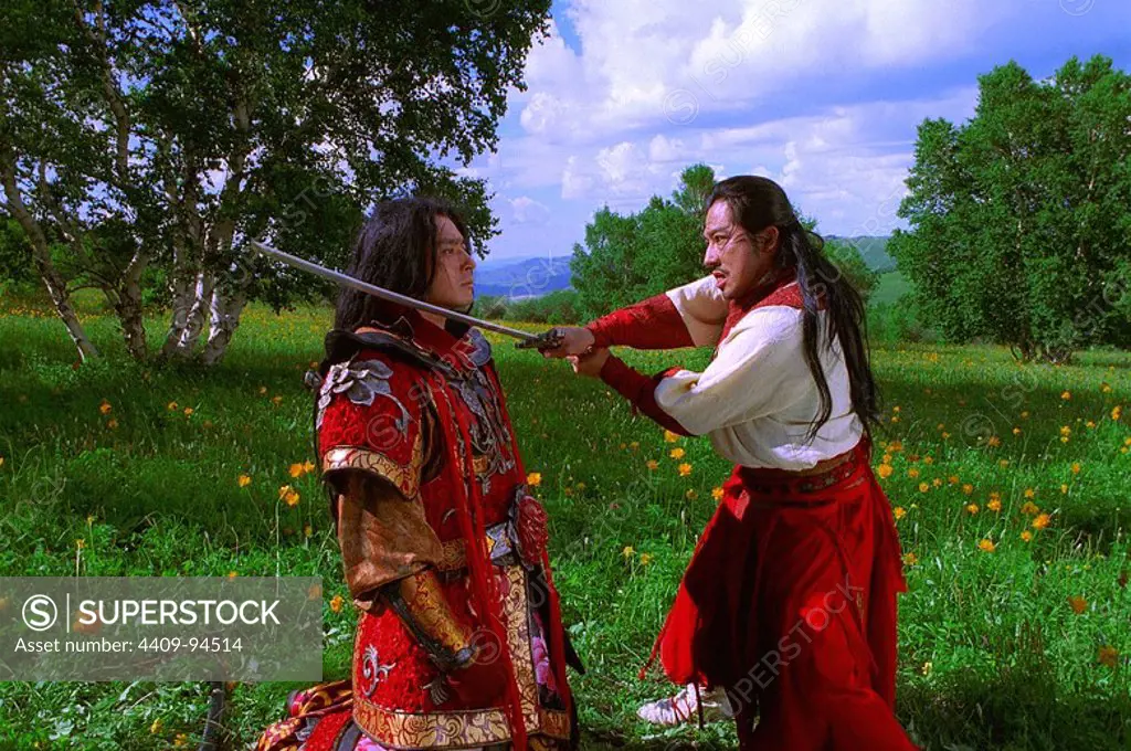 HIROYUKI SANADA and JANG DONG-KUN in THE PROMISE (2005) -Original title: WU JI-, directed by CHEN KAIGE.