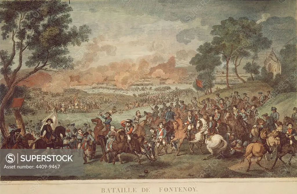 The Battle of Fontenoy on May 11, 1745: the French troops winning over the Austrian. Paris, private collection. Location: PRIVATE COLLECTION. France. NAPOLEON BONAPARTE (1769-1821) NAPOLEON I.