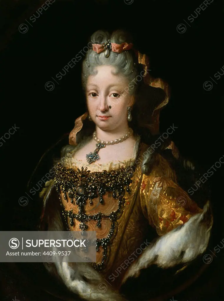 'Elisabeth Farnese, Queen of Spain', 1718-1722, Oil on canvas, 82 cm x 62 cm, P07604. Author: MIGUEL JACINTO MELÉNDEZ. Location: MUSEO DEL PRADO-PINTURA. MADRID. SPAIN.
