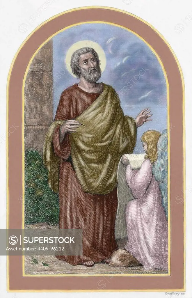 Matthew the Apostle also known as Saint Matthew. One of the twelve Apostles of Jesus and one of the four Evangelists. Colored engraving.