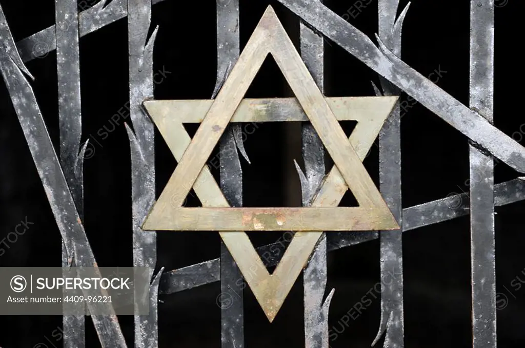 Dachau Concentration Camp. Nazi camp of prisoners opened in 1933. Jewish Memorial, 1967. Detail of the Star of David. Germany.