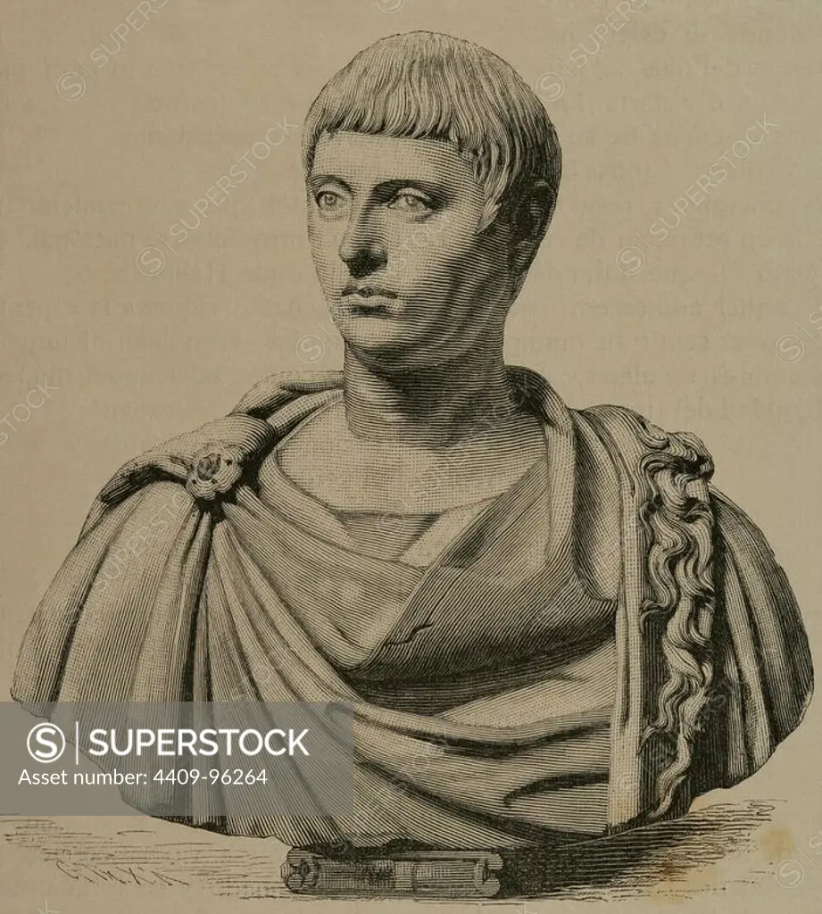 Elagabalus (Marcus Aurelius Antoninus Augustus) (203-222). Roman Emperor. Engraving in The Illustrated World, 1880.
