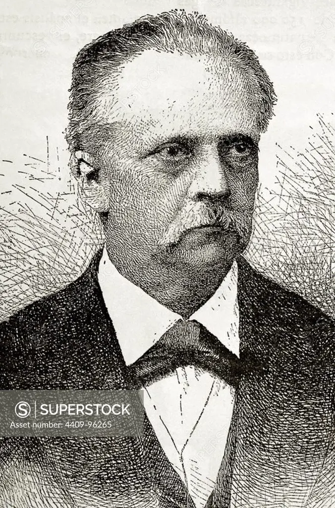 Hermann von Helmholtz (1821-1894). German physician and physicist. Engraving in Our Century, 1883.