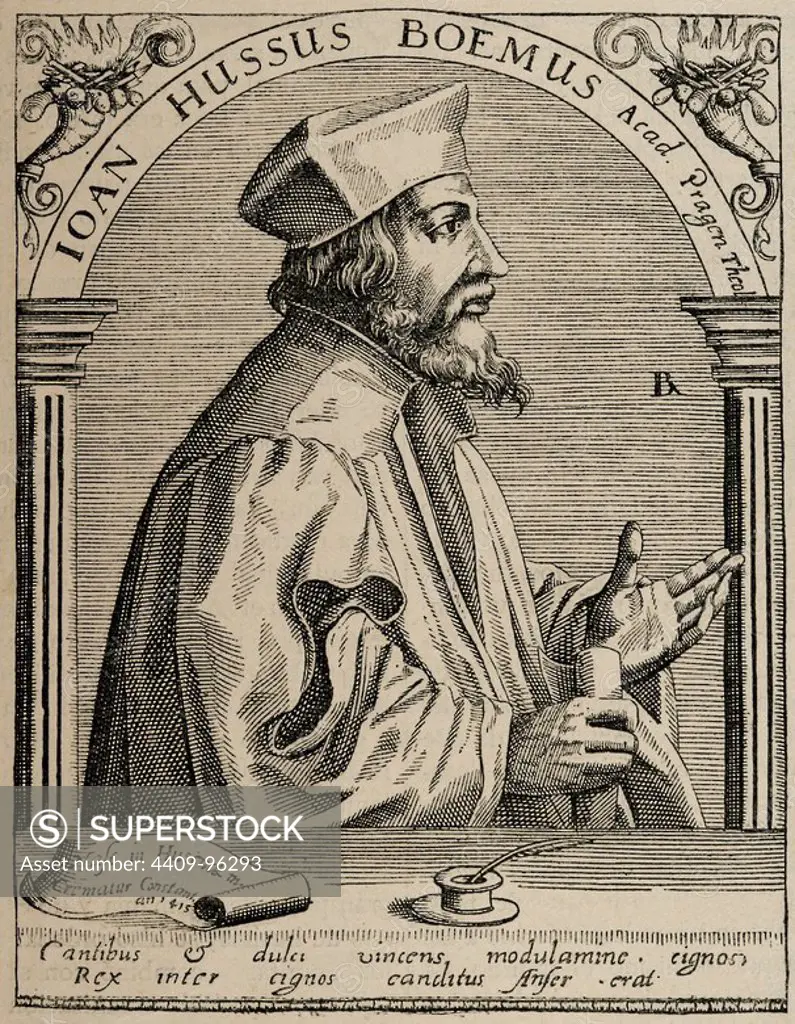 Jan Hus (1369-1415). Czech priest, philosopher and reformer. Engraving.