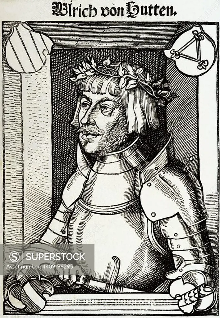 Ulrich von Hutten (1488-1523). German writer and theologian. Engraving.