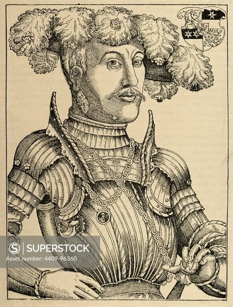 Philip I of Hesse (1504-1567) called The Magnanimous. Woodcut by Hans Brosamer (ca.1500-1554).