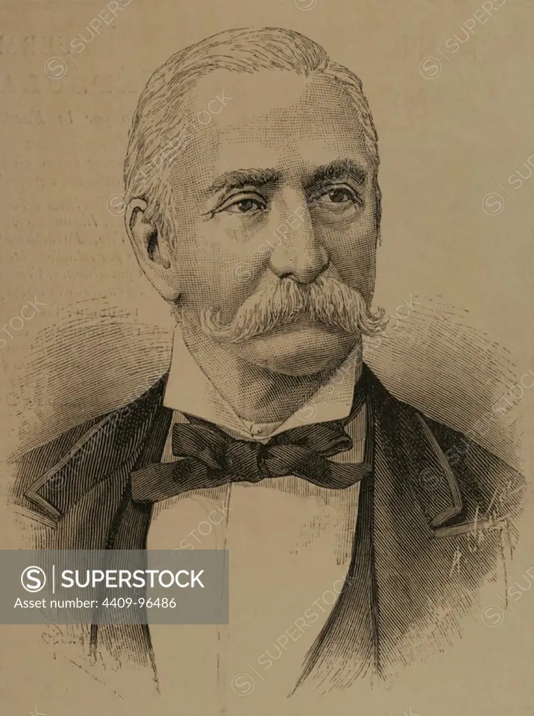 Francisco J. Hernandez y Martinez (1816-1885). Physician Puerto Rican. Engraving by A. Carretero. "The Spanish and American Illustration", 1872.